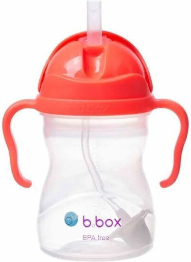 B.Box Εκπαιδευτικό Μπιμπερό Πλαστικό με Λαβές Κόκκινο για 6m+ 240ml