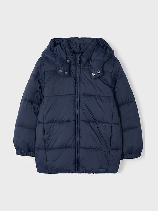 Mayoral Kids' Quilted Jacket Short with Hood Navy Blue 13-00412-087