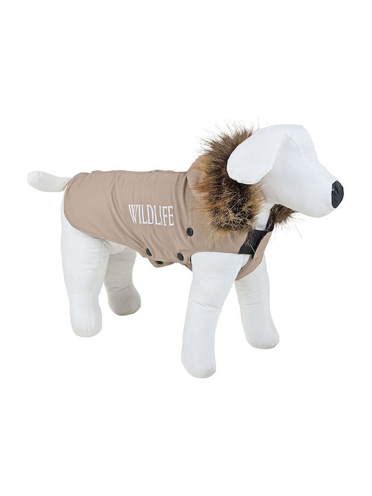 Kerbl Μπουφάν Σκύλου Fleece / Αδιάβροχο με Κουκούλα Καφέ με Μήκος Ράχης 40 εκ.