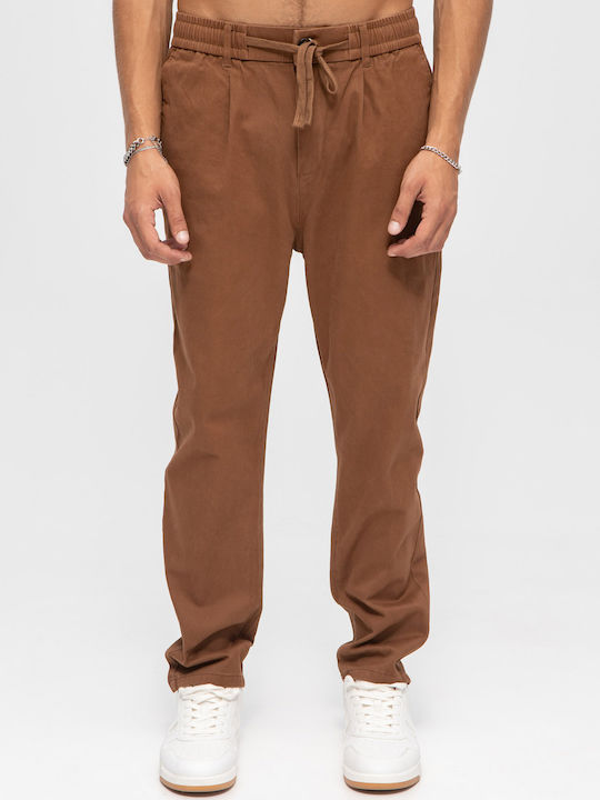 Aristoteli Bitsiani Men's Trousers Chino in Tapered Line Brown