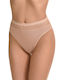 Miss Rosy Cotton High-waisted Women's Slip with Lace Beige