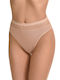 Miss Rosy Baumwolle Hochtailliert Damen Slip mit Spitze Beige