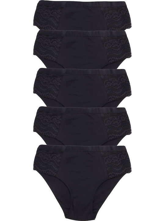 Βαμβακερά Damen Slip MultiPack mit Spitze Schwarz