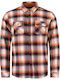 Long-sleeved Flannel Shirt Checked Brown