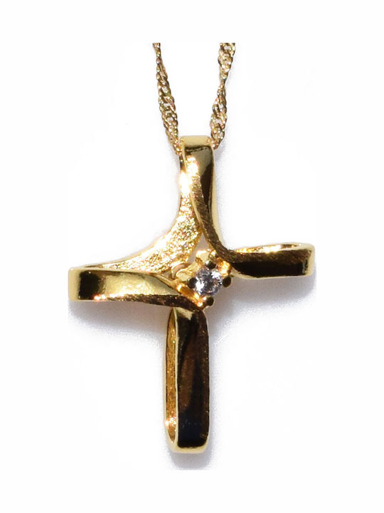 Bizoutaki Kreuz aus Vergoldetem Silber mit Kette