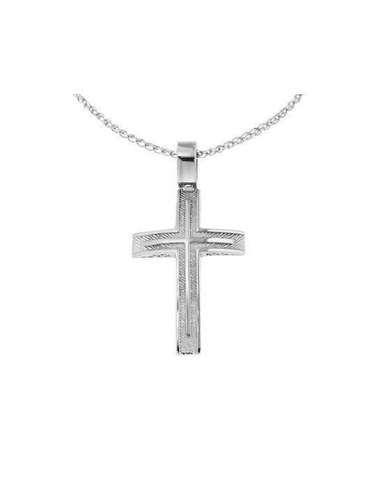 Eforo Men's White Gold Cross 14K Double Sided