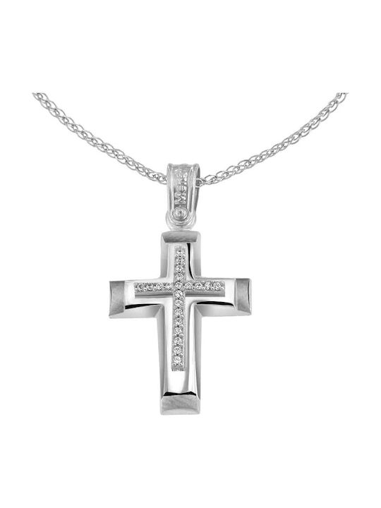 Eforo Дамски Бял златен Кръст 14K
