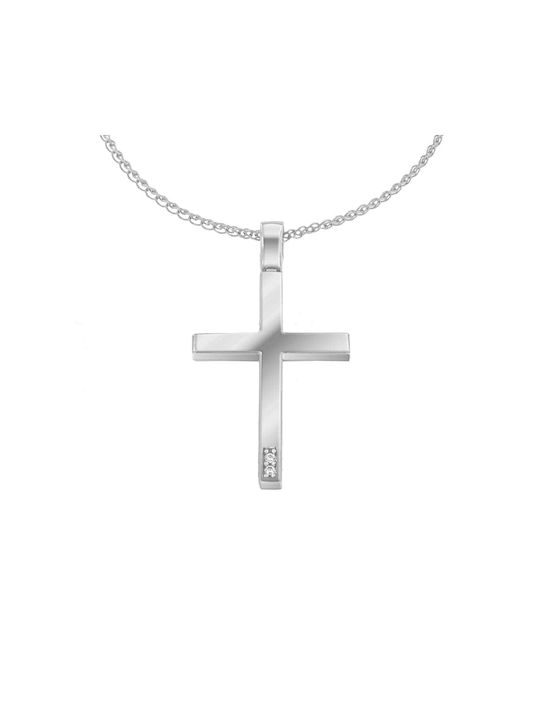 Eforo Women's White Gold Cross 9K