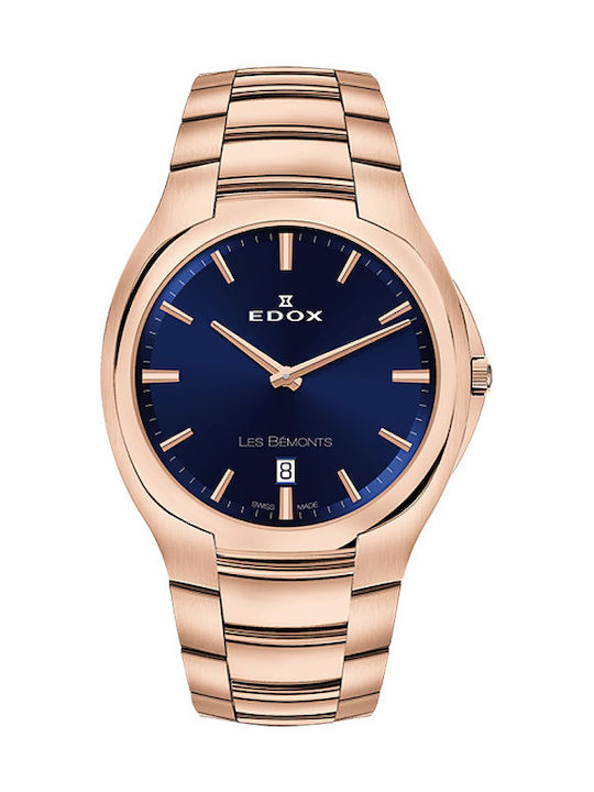Edox Γυναικείο Ρολόι 30mm Μπαταρίας με Ροζ Χρυσ...