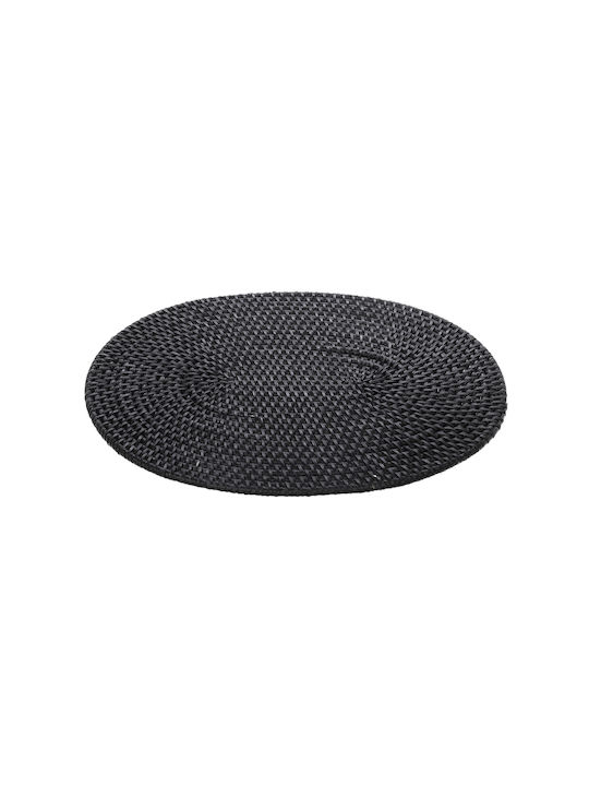 Rattan Placemat Black Oval 40x30cm