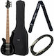 Harley Benton 5-String Left-handed Electric Bass BK Progressive Bundle