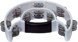 Gewa Half Moon White Plastic Handheld Tambourine Jingles in Double Row Gewa Half Moon White Plastic Handheld Tambourine Jingles in Double Row