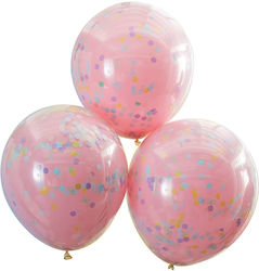 Set of 3 Balloons Latex Pink 45cm