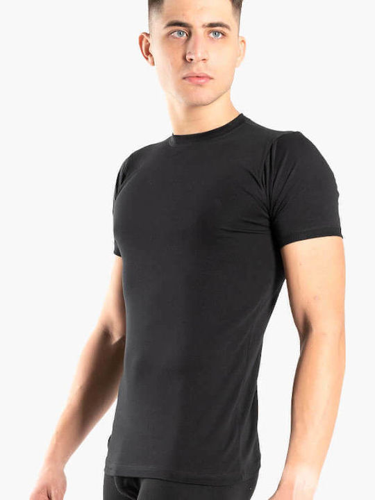 Men's Undershirt Short-sleeved in Black Color
