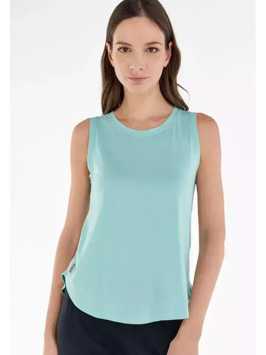 Freddy Women's Summer Blouse Cotton Sleeveless with V Neck Turquoise
