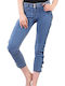 Damen Stoff Capri Hose Push Up Blau
