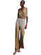 Damen Stoff Hose mit Gummizug Gold