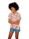 Women's Floral Short Sleeve Shirt Pink