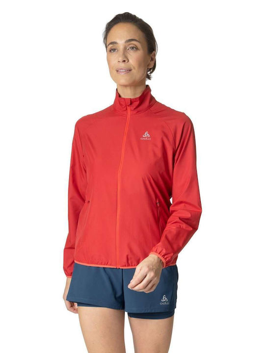 Odlo Light Women's Running Short Sports Jacket for Spring or Autumn Red