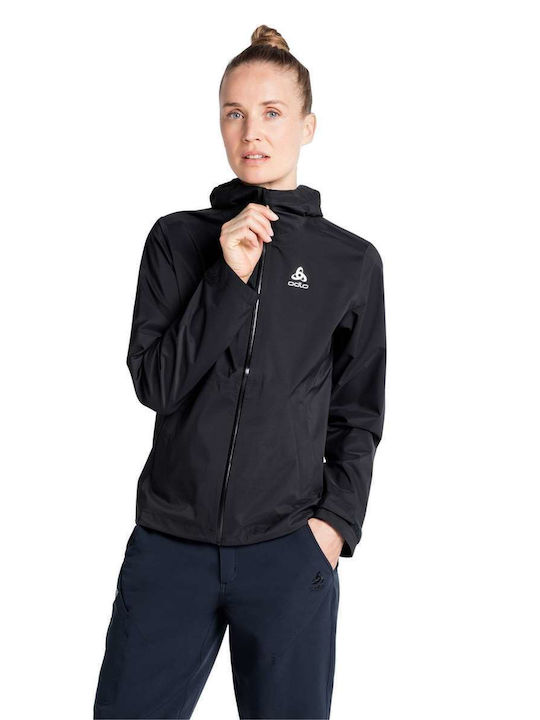 Odlo Women's Hiking Short Sports Hardshell Jacket Waterproof and Windproof for Winter Black