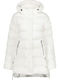 Women's Short Puffer Jacket for Winter with Hood White