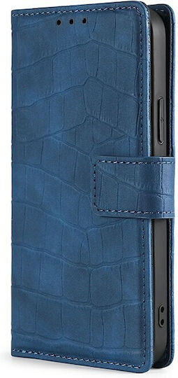 Skin Feel Crocodile Texture Buchen Sie Synthetisches Leder Blau (Vivo X60 Pro 5G)