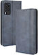 Buckle Retro Crazy Horse Texture Buchen Sie Synthetisches Leder Blau (Vivo X60 Pro 5G)