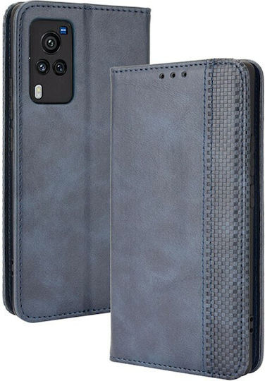 Buckle Retro Crazy Horse Texture Buchen Sie Synthetisches Leder Blau (Vivo X60 Pro 5G)