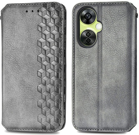 Cubic Grid Book Synthetic Leather Grey for OnePlus Nord CE 3