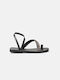 InShoes Leather Women's Flat Sandals in Black Color