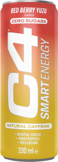 Cellucor C4 Smart Energy Energy Drink Red Berry Yuzu with Carbonation No Sugar in Box 330ml