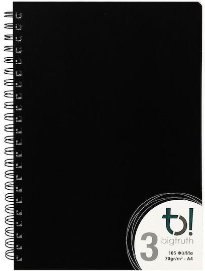 Big Spiral Caiet Cu dungi A4 105 de Foi 3 de Subiecte Negru 1buc