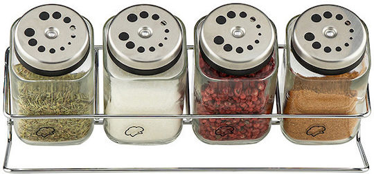 Luigi Ferrero Metallic Tabletop Spice Rack with Stand Silver 5pcs