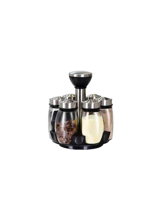 Glass Tabletop Spice Rack with Stand Transparent 6pcs