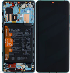 Huawei Οθόνη + Battery Original Service Pack με Μηχανισμό Αφής και Πλαίσιο για Huawei P30 Pro (Mystic Blue)