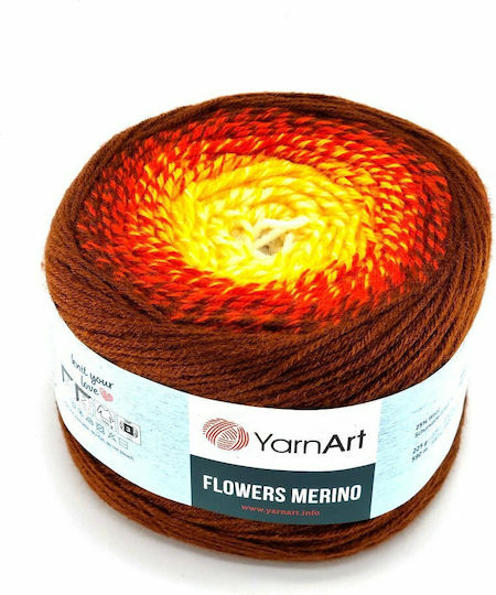 YarnArt Flowers Merino Mixed Brown Red Yellow Cream 225m 225g