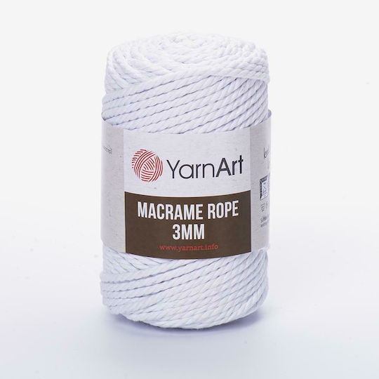 YarnArt Makramee Faden 3mm Baumwolle Weiß 63m 250gr