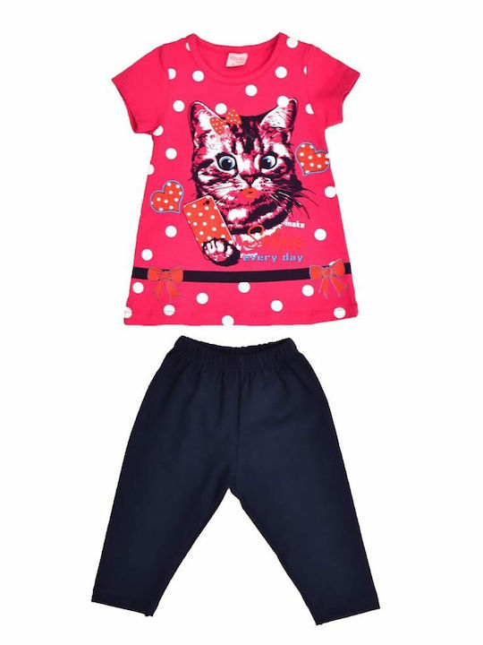 Potre Kinder Set mit Leggings Sommer 2Stück Fuchsie