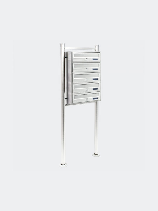 Wiltoc Пощенска Кутия за Блок Inox в Сребрист Цвят 55.6x27x150см