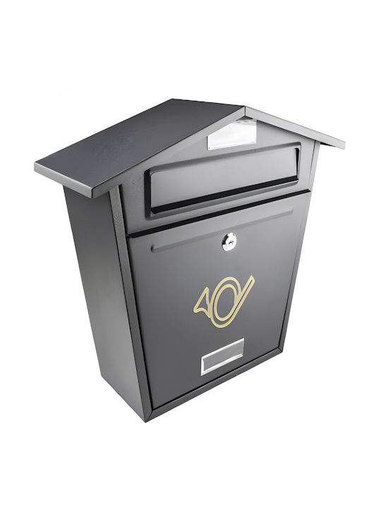 Outdoor Mailbox Metallic in Black Color 30x21cm