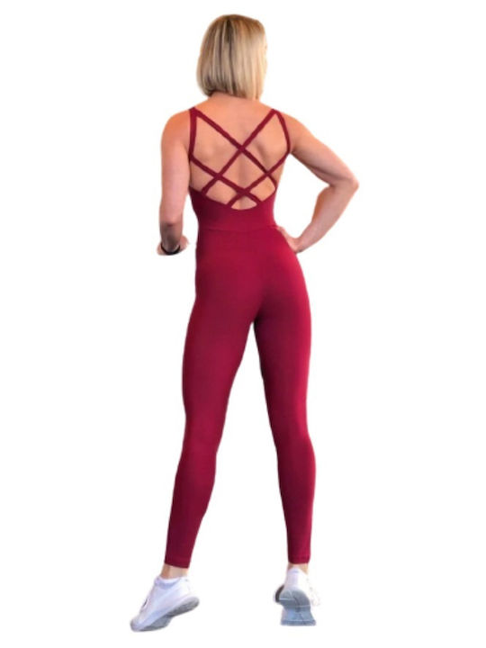 Women's Sleeveless One-piece Suit Burgundy