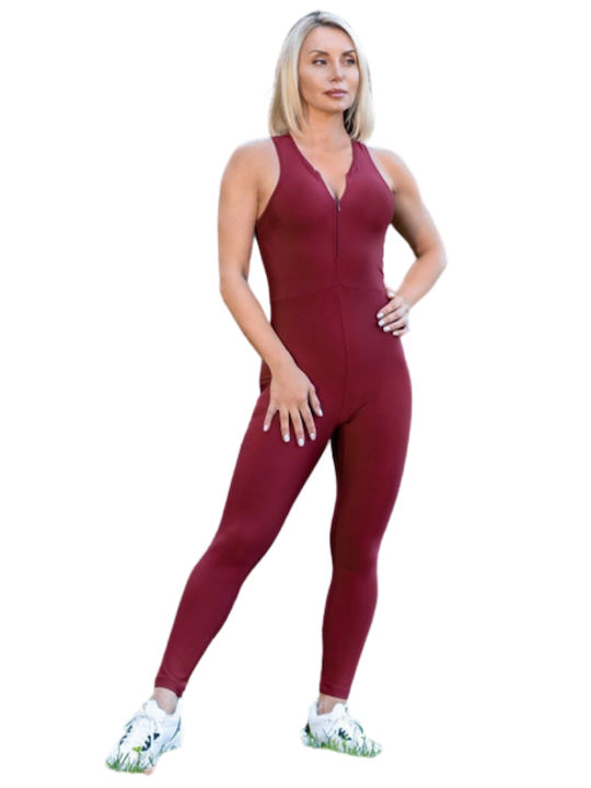 Women's Sleeveless One-piece Suit Burgundy