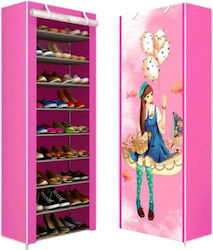 Fabric Wardrobe with Zipper and Shelves in Pink Color 60x30x160cm Fabric Wardrobe with Zipper and Shelves in Pink Color 60x30x160cm