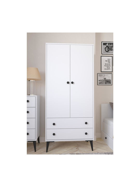 Amari Δίφυλλη Ντουλάπα Λευκή 82x48x180cm