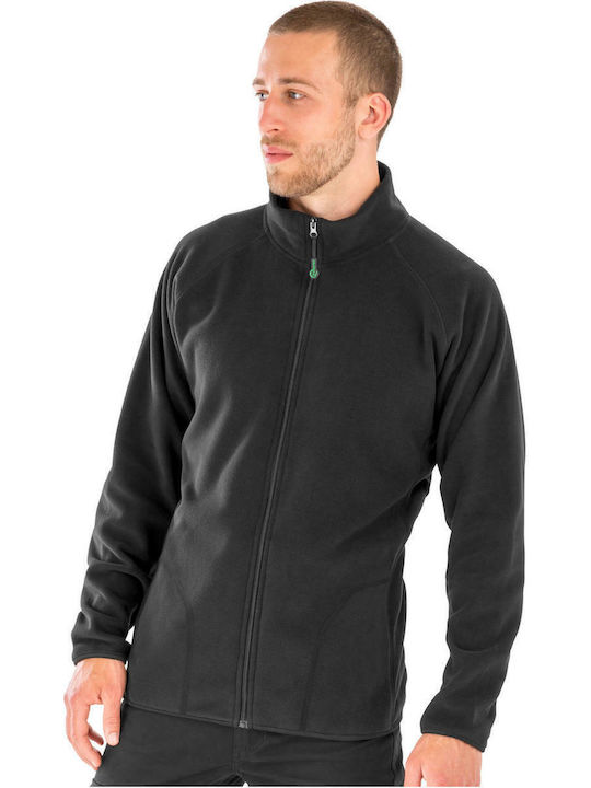 Result Microfleece Men's Long Sleeve Promotional Cardigan Black