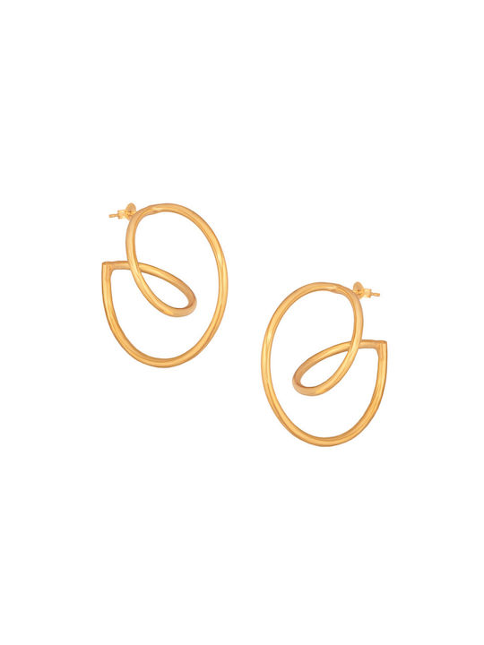 Abadianakis Earrings Hoops made of Silver Gold Plated