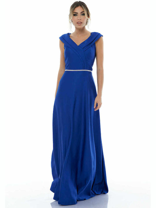 RichgirlBoudoir Maxi Kleid für Hochzeit / Taufe Satin Blau