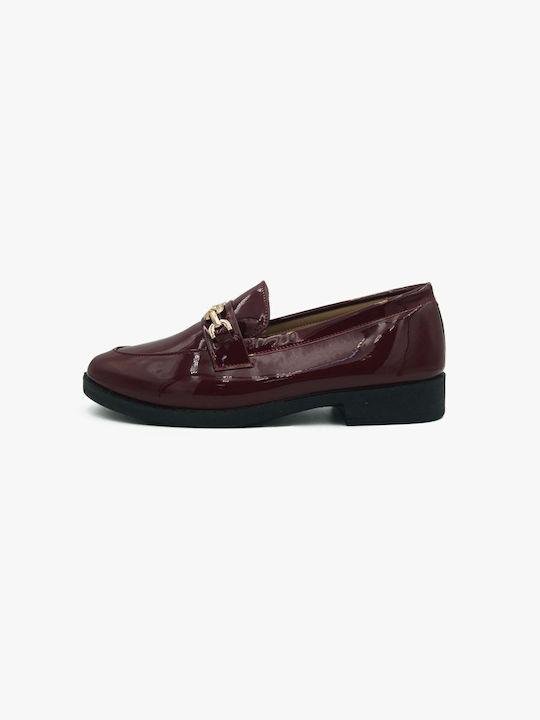 Joya Women's Patent Leather Moccasins Burgundy