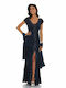 RichgirlBoudoir Maxi Φόρεμα για Γάμο / Βάπτιση με Δαντέλα Navy Μπλε