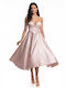 RichgirlBoudoir Midi Slip Dress Kleid für Hochzeit / Taufe Satin Rosa